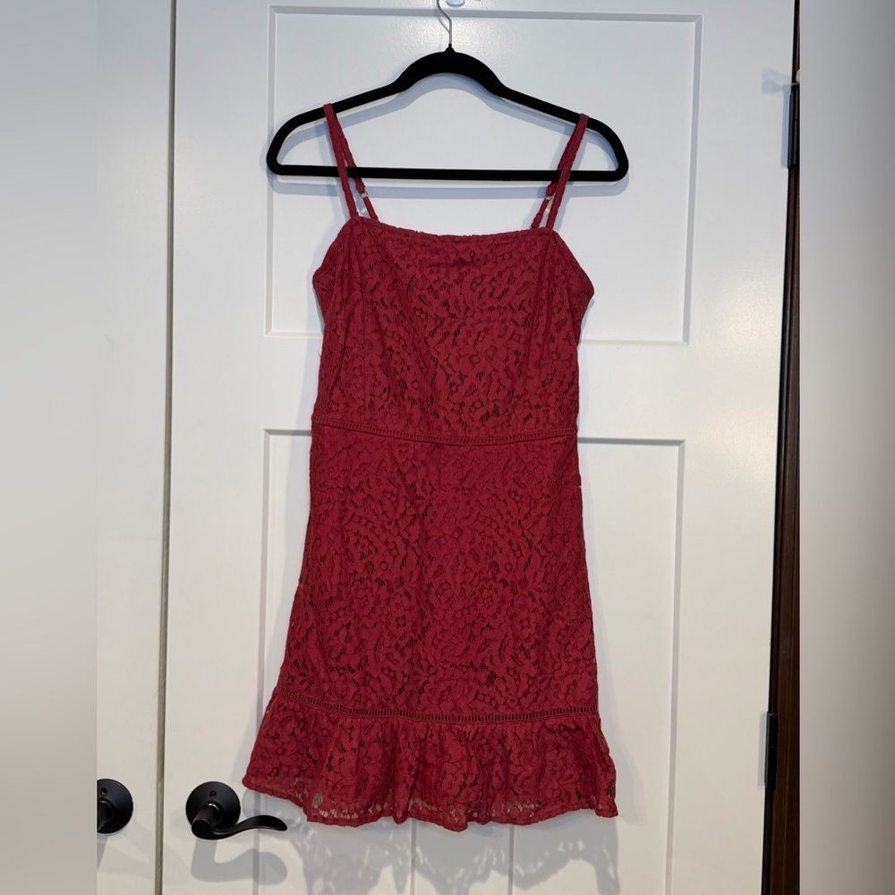 Beyond the Radar Boot Barn Dress Lace Ruffle Mini Dress